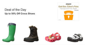 Featured image for Crocs shoes going at up to 50% off with Amazon’s Deal-of-the-Day from 16 – 17 Nov 2016