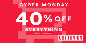 Featured image for (EXPIRED) Cotton On 40% off sitewide on full-priced items Cyber Monday online deal from 27 – 28 Nov 2016