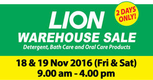 Featured image for (EXPIRED) LION Warehouse Sale at Johor Bahru from 18 – 19 Nov 2016