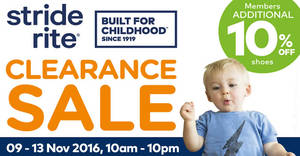 Featured image for Stride Rite Atrium Clearance Sale at Hartamas Shopping Centre from 9 – 13 Nov 2016