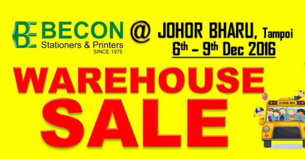 Featured image for Becon stationery warehouse sale at Johor Bahru from 6 - 9 Dec 2016