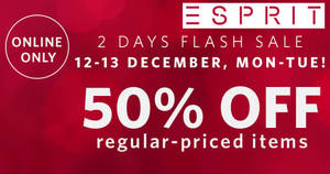 Featured image for (EXPIRED) Esprit throws 50% OFF reg-priced items 48hr online promo from 12 – 13 Dec 2016