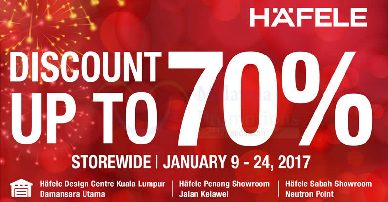 Featured image for HÄFELE Malaysia up to 70% off new year sale at all outlets nationwide from 9 - 24 Jan 2017