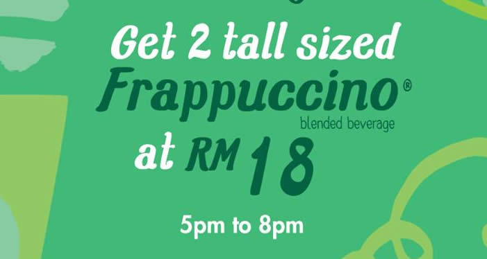 Featured image for Enjoy two tall-sized Starbucks Frappuccino for only RM18 on Mondays from 5 - 12 Dec 2016