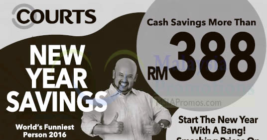 Featured image for Courts offers more than RM388 cash savings savings in their new year sale from 7 - 9 Jan 2017