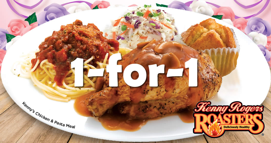 Featured image for Kenny Rogers ROASTERS offers buy-1-free-1 Chicken & Pasta Meal from 13 - 15 Feb 2017