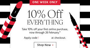 Featured image for (EXPIRED) Sephora: 10% off storewide (NO Min Spend) coupon code for new customers from 20 – 26 Feb 2017
