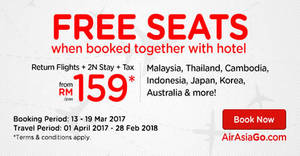 Featured image for Book a hotel & get your flights for FREE with Air Asia Go’s latest promo. Book from 13 – 19 Mar 2017