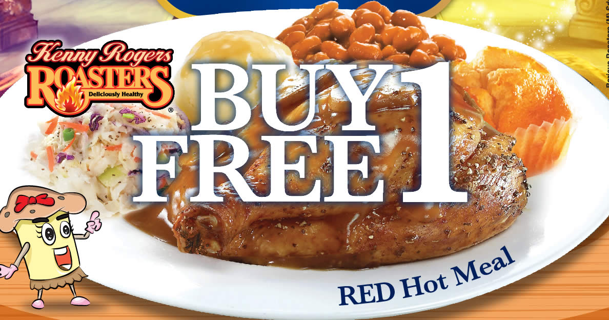 Featured image for Kenny Rogers ROASTERS offers buy-1-FREE-1 Red Hot meal from 30 - 31 Mar 2017