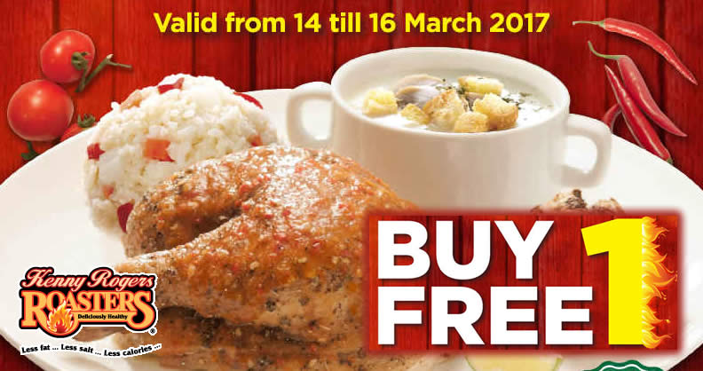 Featured image for Kenny Rogers Roasters offers buy-1-free-1 Spicy Chicken & Soup Meal from 14 - 16 Mar 2017