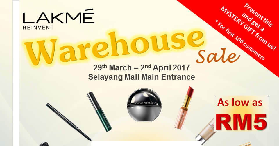Featured image for Lakmé warehouse sale at Selayang Mall from 29 Mar - 2 Apr 2017