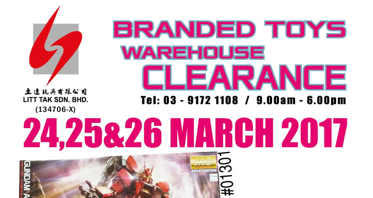 Featured image for Litt Tak branded toys warehouse clearance at Kuala Lumpur from 24 - 26 Mar 2017