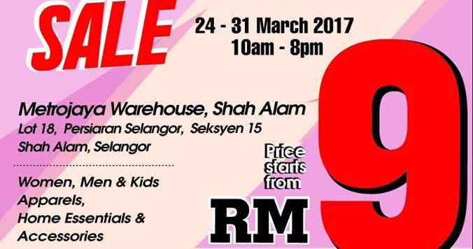 Featured image for Reject Shop Warehouse SALE at Shah Alam from 24 - 31 Mar 2017