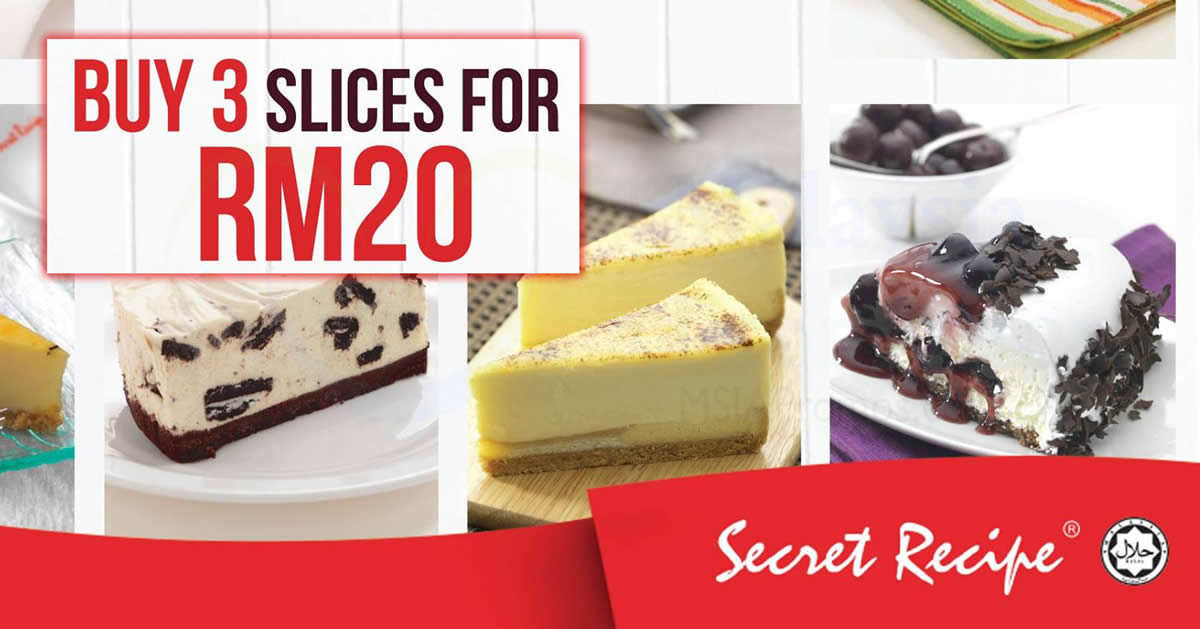 Featured image for Secret Recipe: RM20 for 3 slices of reg-range cakes nationwide! Only on 20 Jul 2017, 12pm - 5pm