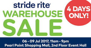 Featured image for Stride Rite up to 70% off warehouse sale at Pearl Point! From 6 – 9 Jul 2017