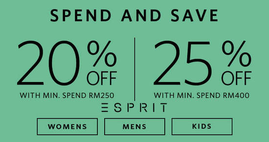 Featured image for Esprit: Save 20% to 25% off reg-priced items at the online store! From 1 - 14 Mar 2018