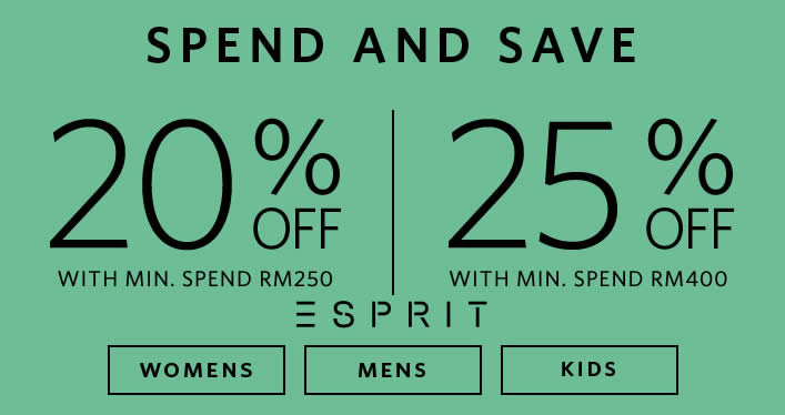 Featured image for Esprit: Save 20% to 25% off reg-priced items at the online store! From 1 - 14 Mar 2018
