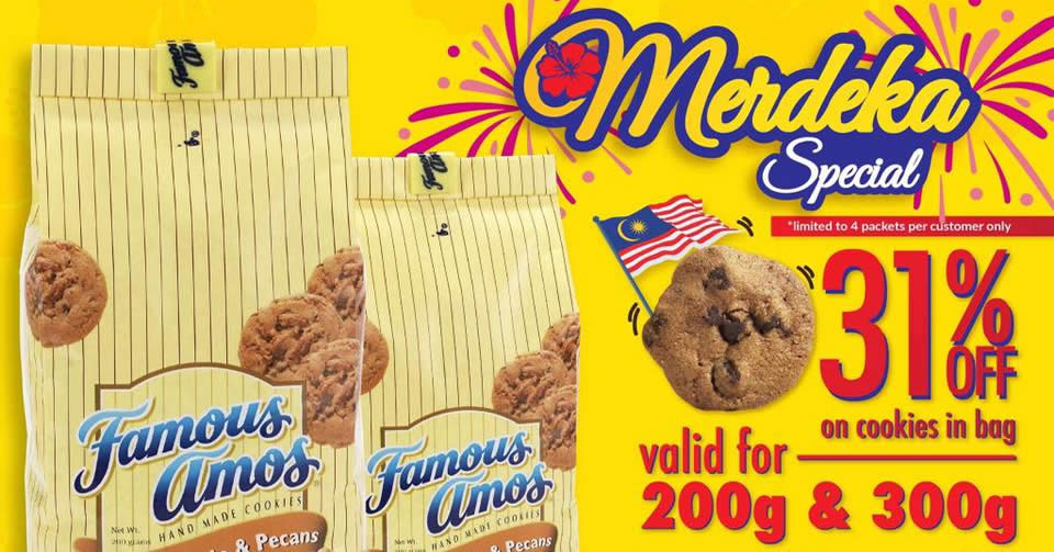 Featured image for Famous Amos: 31% off 200g & 300g cookies-in-bag! From 25 - 31 Aug 2017