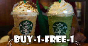 Featured image for Starbucks: Buy-1-free-1 promotion every Thursday! From 14 – 28 Sep 2017, 5pm – 8pm