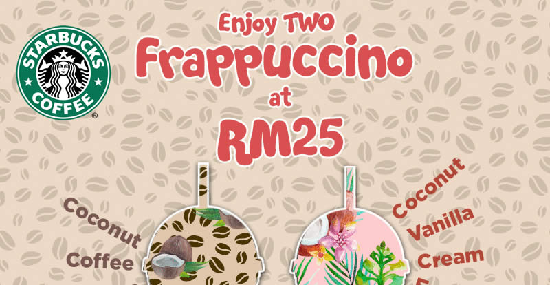 Featured image for Starbucks: RM25 for two tall selected Frappuccino on 30 Sep 2017, 3pm - 6pm