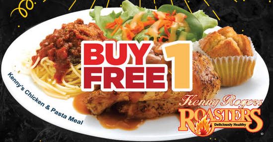 Featured image for Kenny Rogers ROASTERS: Buy 1 Free 1 Kenny's Chicken & Pasta Meal from 11 - 13 Oct 2017