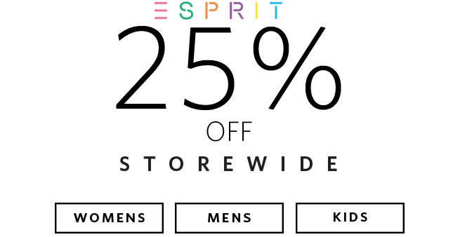 Featured image for Esprit: 25% OFF regular-priced & sale items online promo! From 1 - 11 Feb 2018