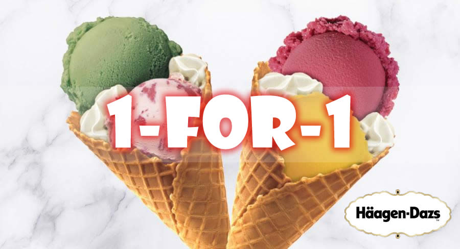 Featured image for Haagen-Dazs: 1-FOR-1 Double Scoop ice creams at ALL outlets! From 29 - 31 Dec 2017