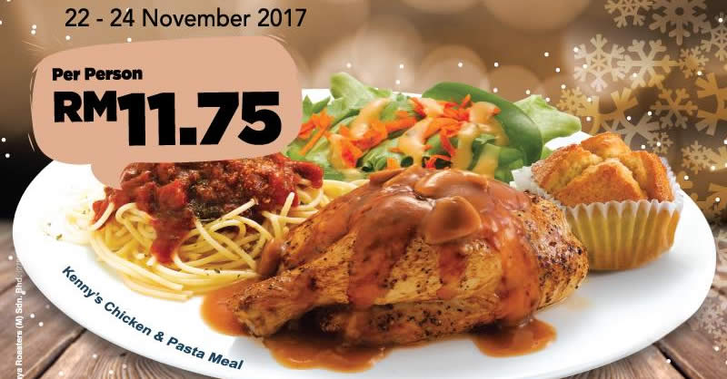 Featured image for Kenny Rogers ROASTERS: Chicken & Pasta meal for two at only RM11.75/pax! From 22 - 26 Nov 2017