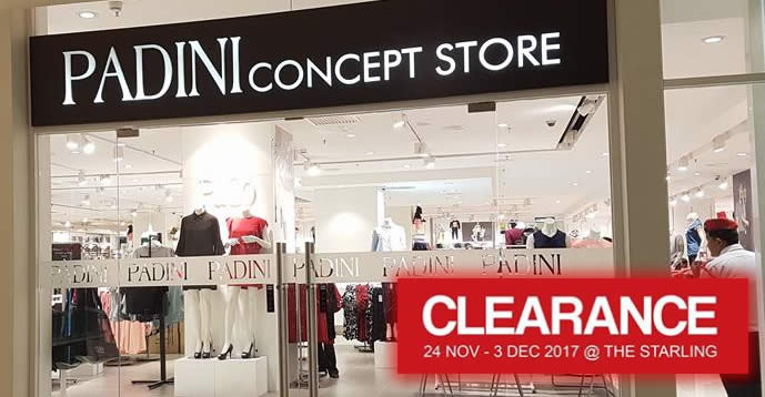 Featured image for Padini: Clearance sale at The Starling outlet! From 24 Nov - 3 Dec 2017