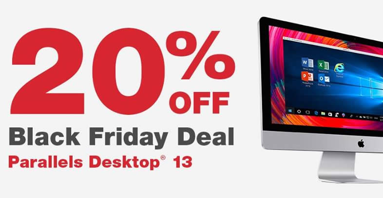 Featured image for Parallels Desktop 13 for Mac 20% OFF Black Friday & Cyber Monday deal! Ends 29 Nov 2017