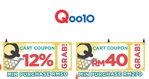 Featured image for Qoo10: Grab free 12% and RM40 cart coupons! Ends 19 Nov 2017