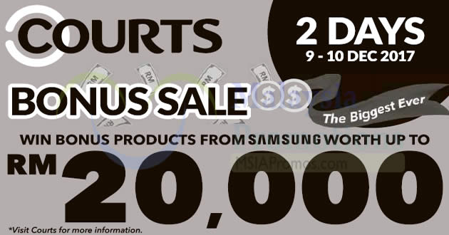 Featured image for Courts: Bonus Sale - Win products worth up to RM20,000! From 9 - 10 Dec 2017