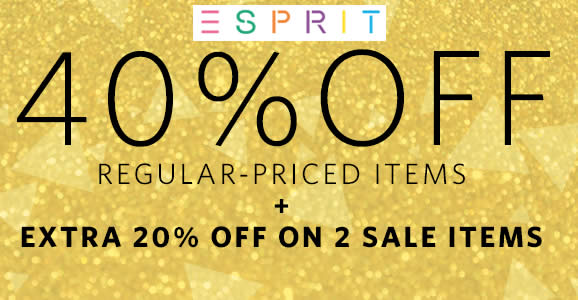 Featured image for Esprit FLASH sale: 40% OFF ALL regular-priced items, 20% OFF sale items & FREE shipping! Ends 13 Dec 2017