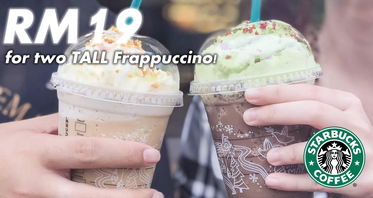 Featured image for Starbucks: Tall Frappuccino for just RM19 from 14 - 16 Dec 2017, 5pm - 7pm!