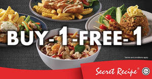 Featured image for Secret Recipe: Buy 1 FREE 1 selected main dishes every Monday from 15 Jan 2018