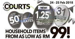 Featured image for (EXPIRED) Courts: Household items from as low as RM99! From 24 – 25 Feb 2018