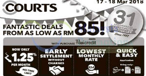Featured image for (EXPIRED) Courts: Fantastic deals from as low as RM85! From 17 – 18 Mar 2018