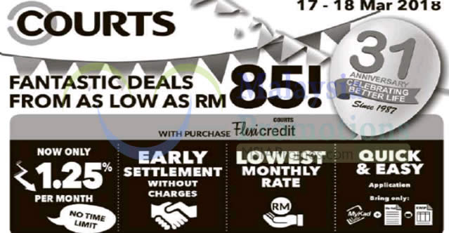 Featured image for Courts: Fantastic deals from as low as RM85! From 17 - 18 Mar 2018