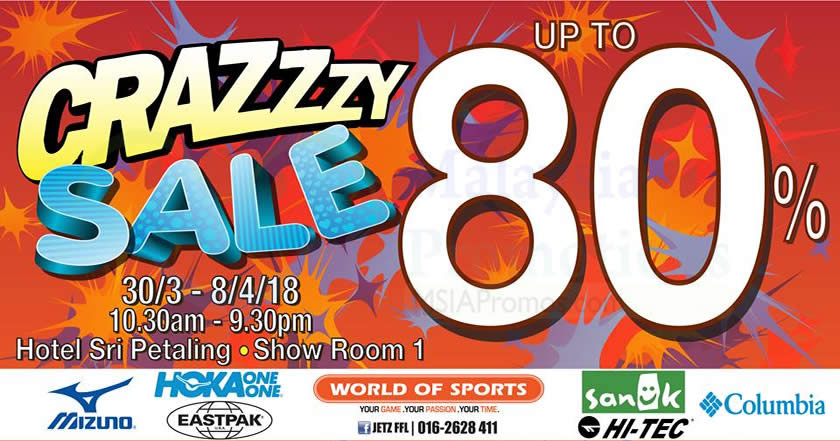 Featured image for World Of Sports up to 80% crazy sale at Hotel Sri Petaling! From 30 Mar - 8 Apr 2018