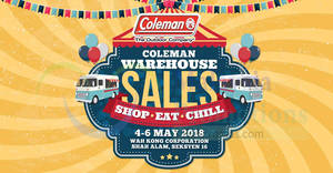 Featured image for Coleman Warehouse Sale at Shah Alam! From 4 – 6 May 2018