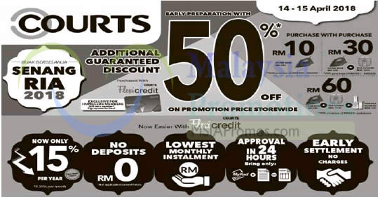 Featured image for Courts: 50% off on promotion price storewide! From 14 - 15 Apr 2018