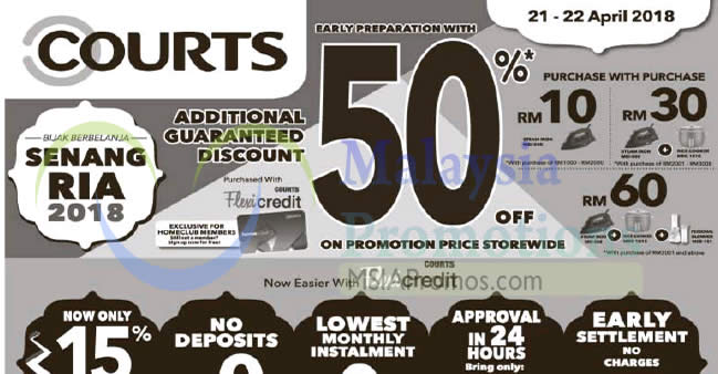 Featured image for Courts: 50% off on promotion price storewide! From 21 - 22 Apr 2018