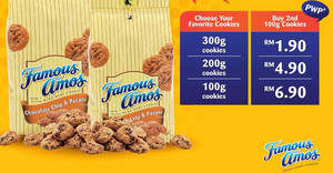 Featured image for (EXPIRED) Famous Amos: Grab your second 100g cookies in a bag starting from RM1.90! Ends 16 May 2018