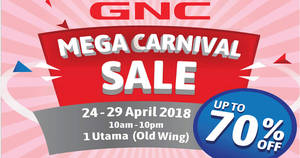 Featured image for (EXPIRED) GNC Mega Carnival Sale at 1 Utama! From 24 – 29 Apr 2018