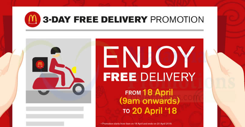 Featured image for McDonald's: FREE Delivery via McDelivery from 18 - 20 Apr 2018