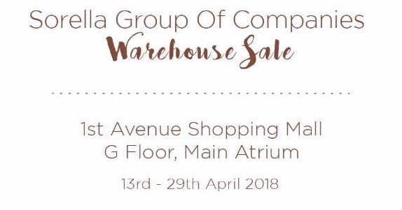 Featured image for Sorella Group Of Companies warehouse sale at Penang from 13 - 29 Apr 2018