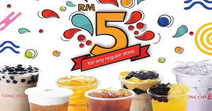 Featured image for Gong Cha: RM5 for ANY regular drinks on Fridays this May! Ends 25 May 2018