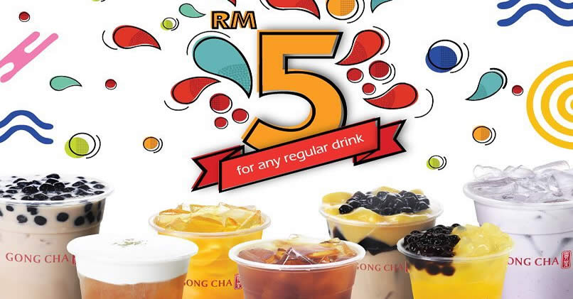 Featured image for Gong Cha: RM5 for ANY regular drinks on Fridays this May! Ends 25 May 2018