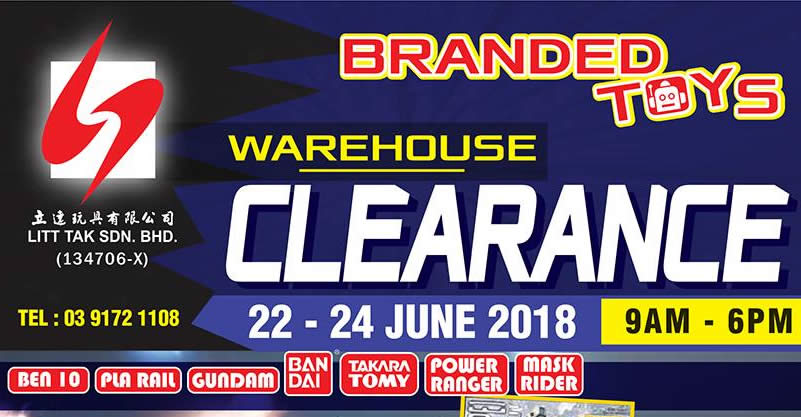 Featured image for Litt Tak branded toys warehouse clearance at Kuala Lumpur from 22 - 24 Jun 2018