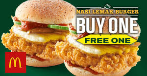 Featured image for McDonald’s to offer Buy-1-FREE-1 Nasi Lemak Burger from 21 Jun 2018, while stocks last!
